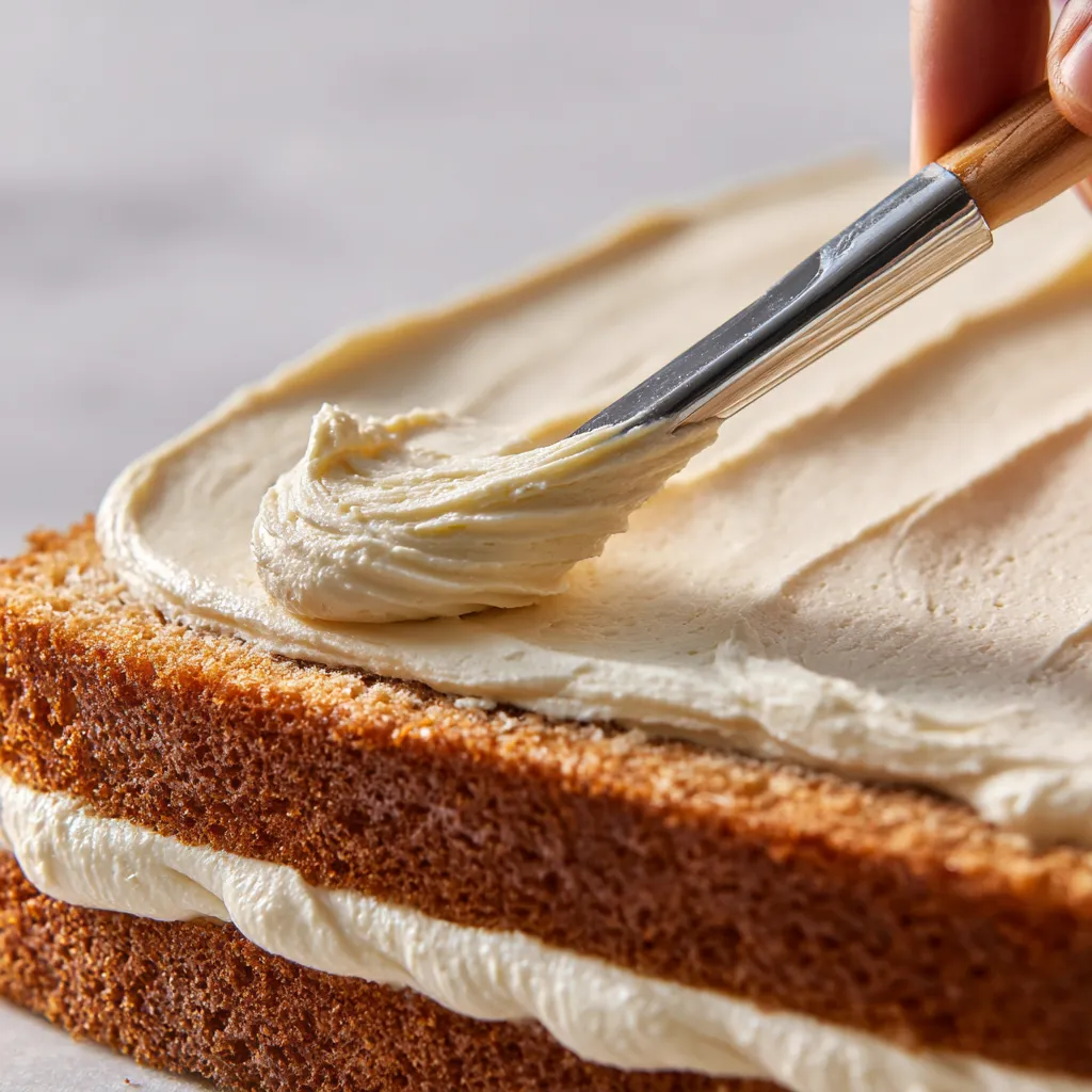 Brushing espresso syrup onto sponge cake layers.
