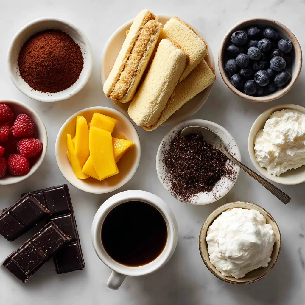 Ingredients for making tiramisu variations