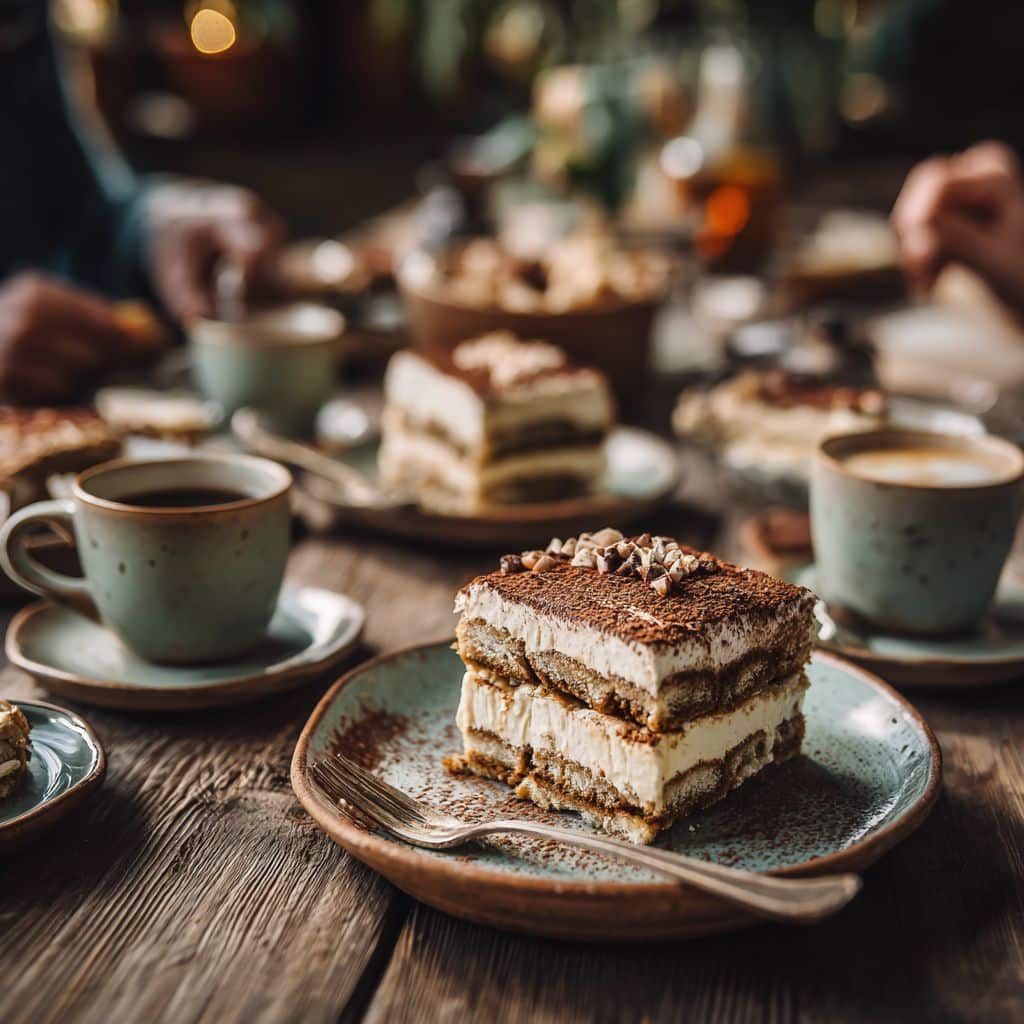 Single cup of Vegan Tiramisu with layers visible