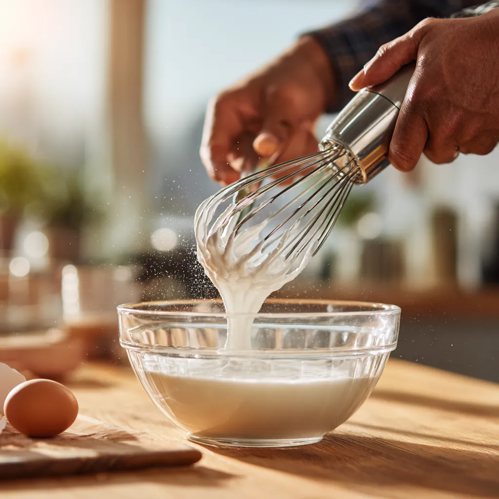 Whipping egg whites for matcha roll cake batter