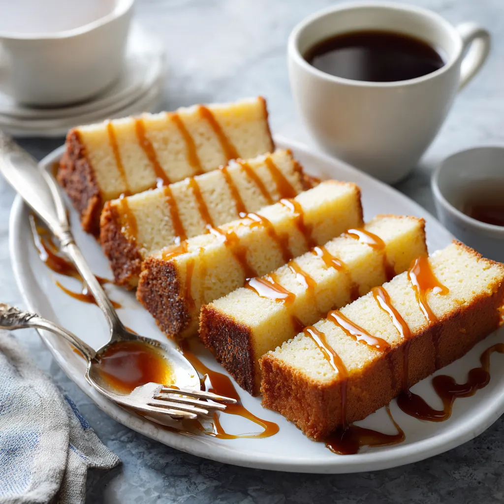 Desserts with Condensed Milk (Quick, Easy & 3-Ingredient Ideas) 11 Condensed milk cake served with coffee.desserts with condensed milk