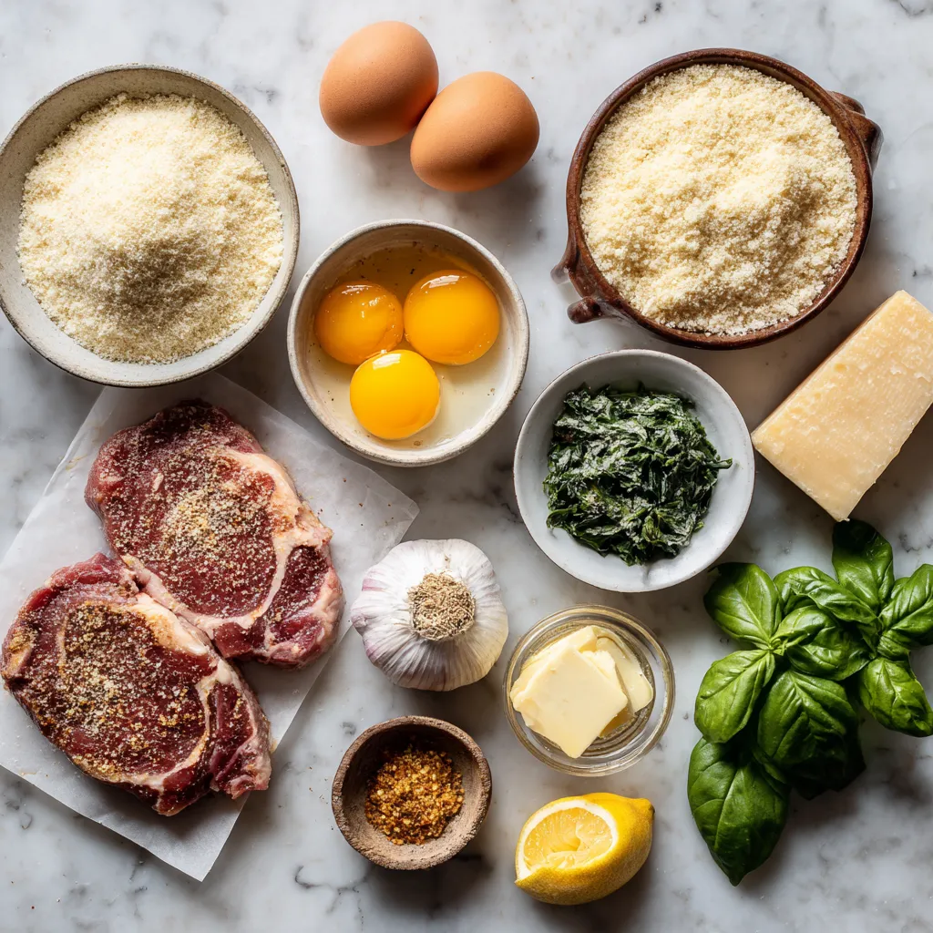 Escalope milanese ingredients flatlay escalope milanaise