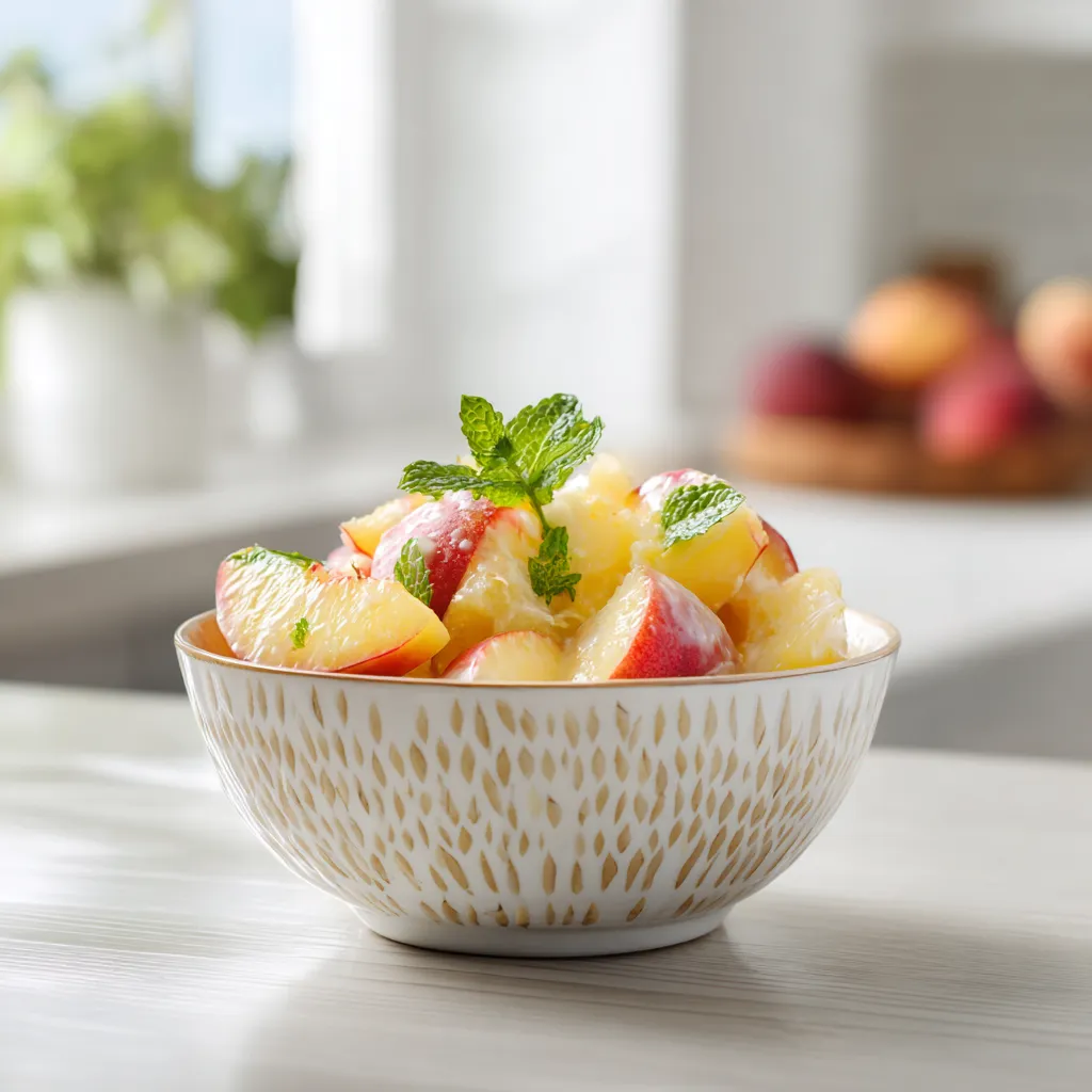 10 Best Recipes for Healthy Dessert – Guilt-Free & Delicious Ideas 7 Chilled healthy dessert with peaches and mint.