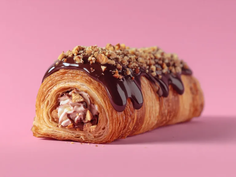 new york roll with chocolate ganache and chopped nuts