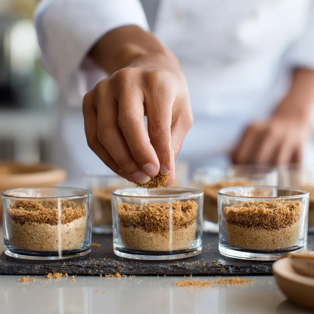 Mixing the creamy filling for no bake dessert.
