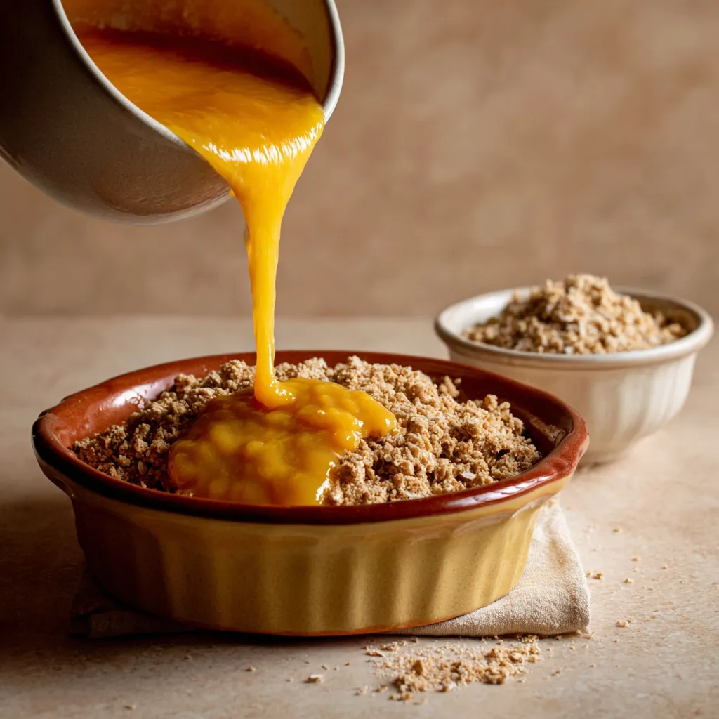 Peach Desserts Made Easy: Crisp, Cobbler & Summer Favorites 7 Serving of peach crumble dessert with vanilla ice cream