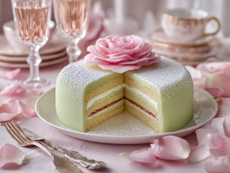 Princess cake slice showing inner layers