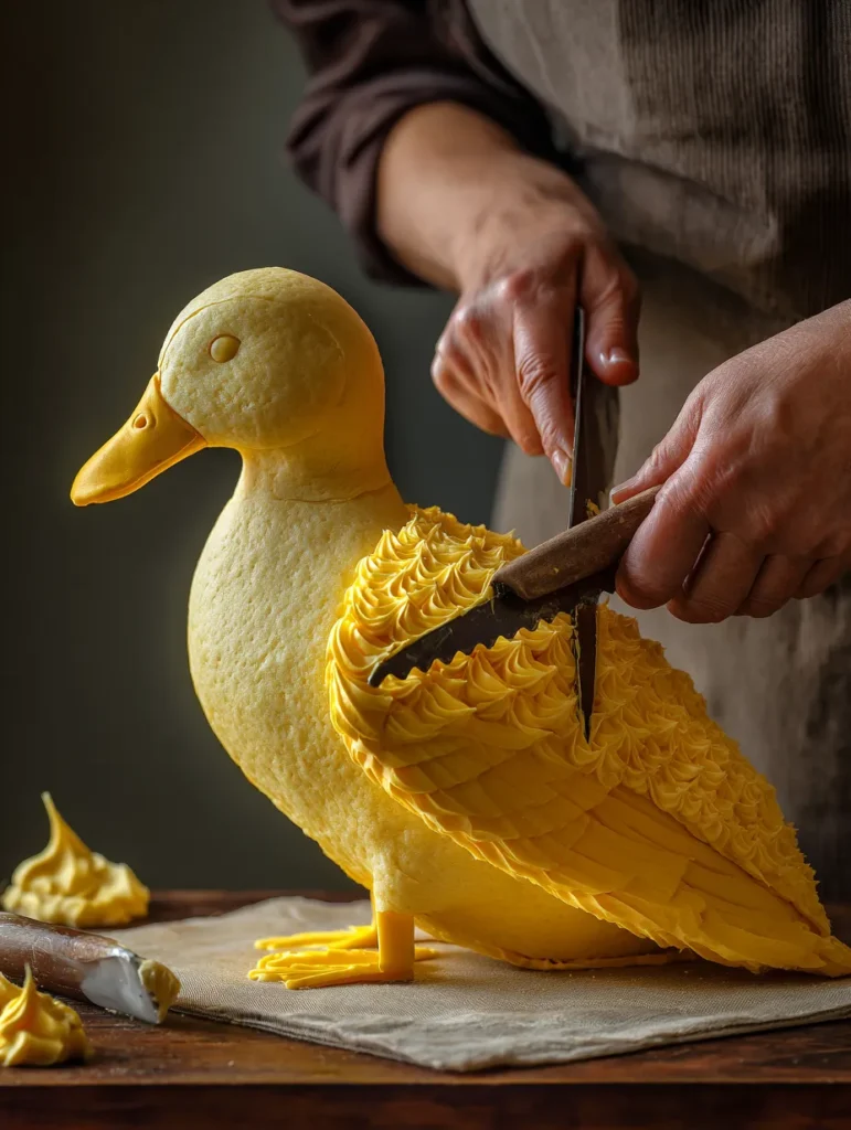 carving bluey duck cake shape