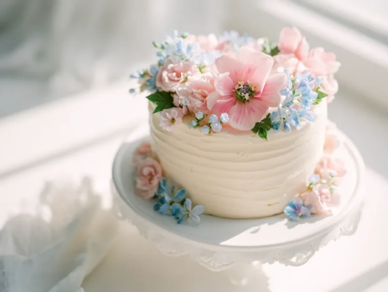 gender reveal cake with pastel frosting