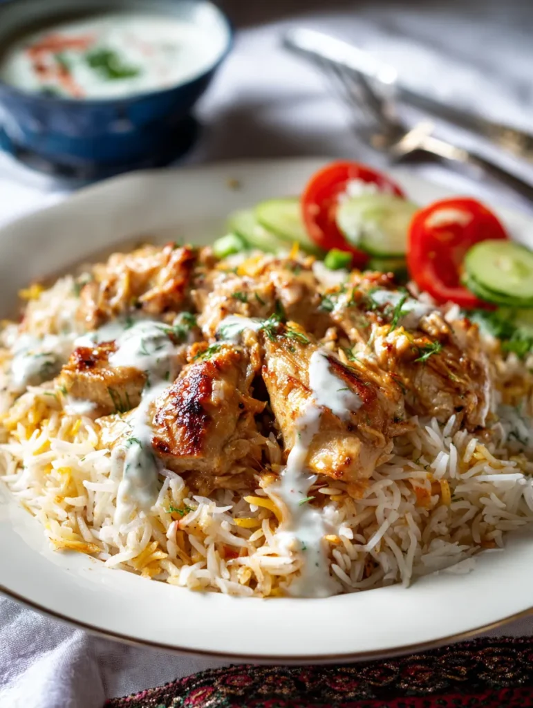 Final image of halal chicken and rice