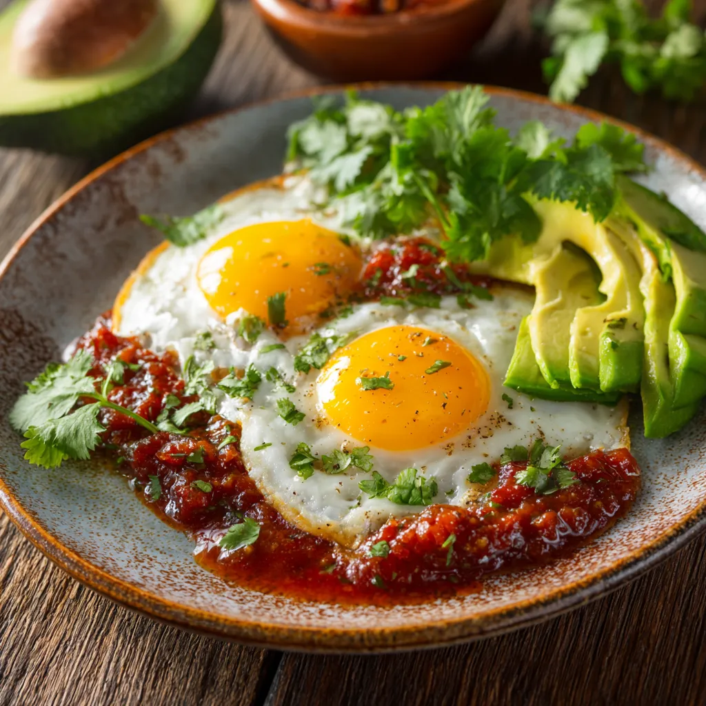 Mexican Breakfast Recipes to Start Your Day Right 8 Plated huevos rancheros with salsa and avocado
