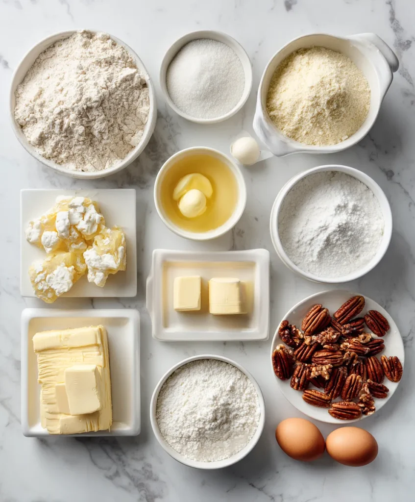 Moist Pineapple Sheet Cake – Southern Classic by Chef James 7 Flatlay of ingredients needed to make pineapple sheet cake.