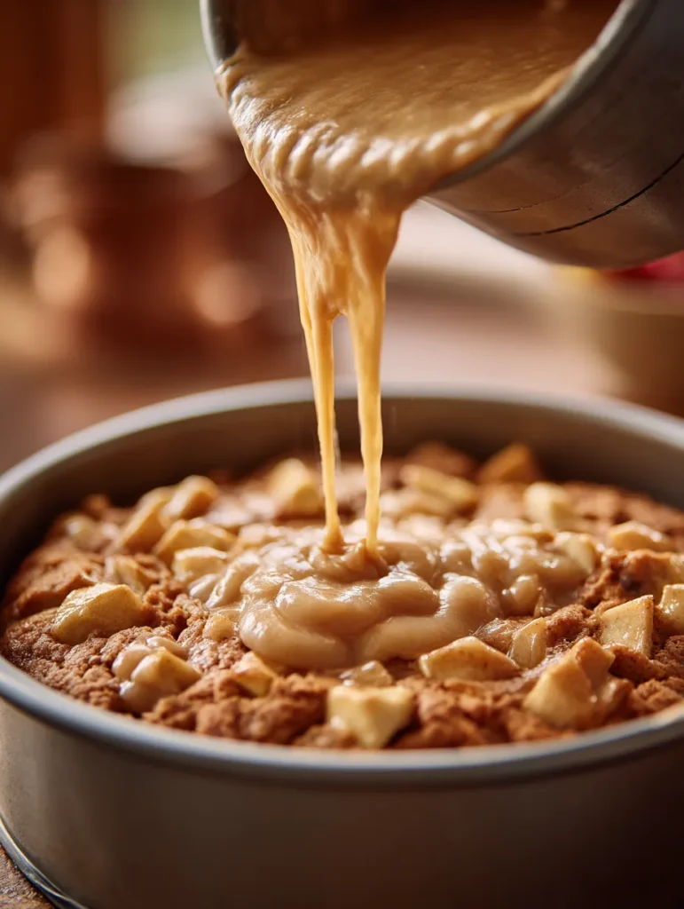 Apple Crumble Coffee Cake That Tastes Like Fall in Every Bite 8 Apple cinnamon cake batter in pan