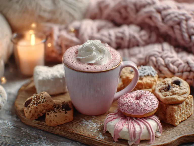 brahim a A mug of pink hot chocolate with whipped cream next 639e4447 a4dd 488d 80da ab0909cb5a01 2