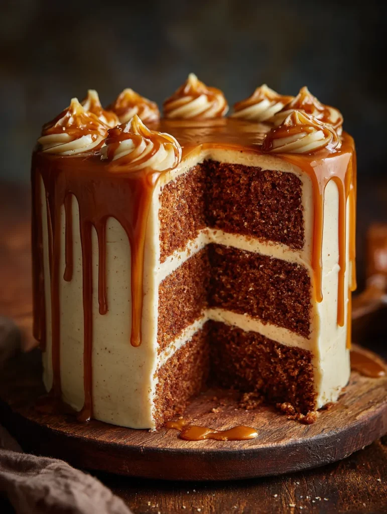 Brown Sugar Salted Caramel Cake (Ultra Moist & Easy Homemade Recipe) 1 brahim a Close up of a rustic yet elegant salted caramel laye 1d142d72 e37b 41c1 a79d a5f0bfd48700 0