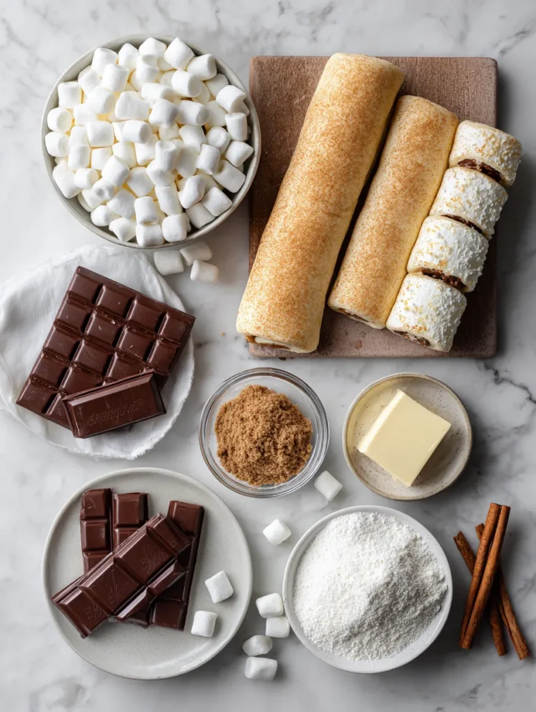Gooey Golden S’mores Rolls (Soft, Melty & Pure Comfort) 4 brahim a Top down flatlay of smores roll ingredients crescent b12f295f c7c5 40f7 8b38 5ebde9ed0f9b 3