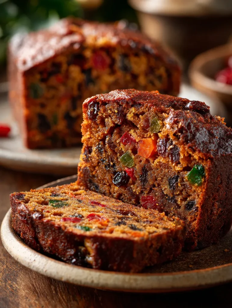 brahim a Ultra moist traditional fruitcake sliced on a cerami 14af13ad 6deb 4038 8de5 7ed8418a7099 1