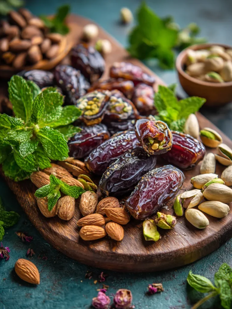 Chef James preparing chocolate stuffed dates in the kitchen.