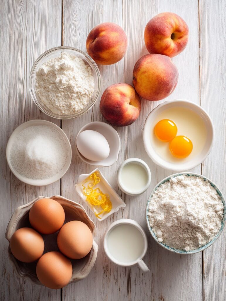 Irresistible Summer Peach Cake (Moist, Juicy & Fresh Summer Peach Recipe) 8 Ingredients for making the Irresistible Summer Peach Cake