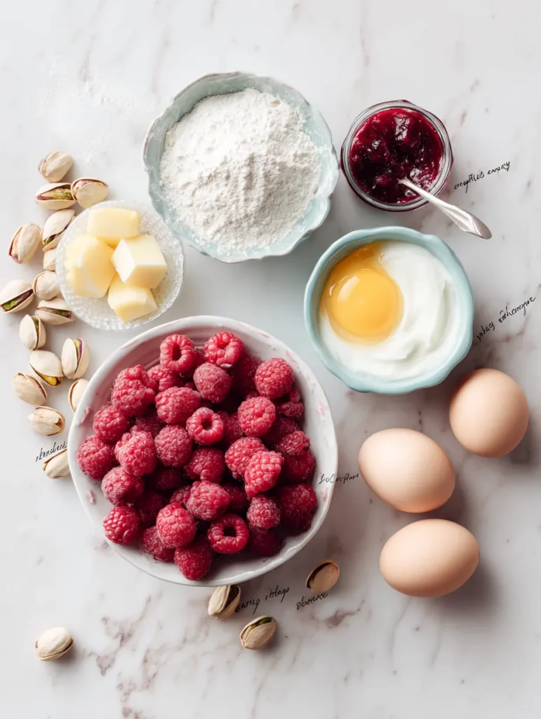 Raspberry Pistachio Cake Soft Pistachio Layers & Fresh Raspberry Filling 7 Ingredients for Raspberry Pistachio Cake