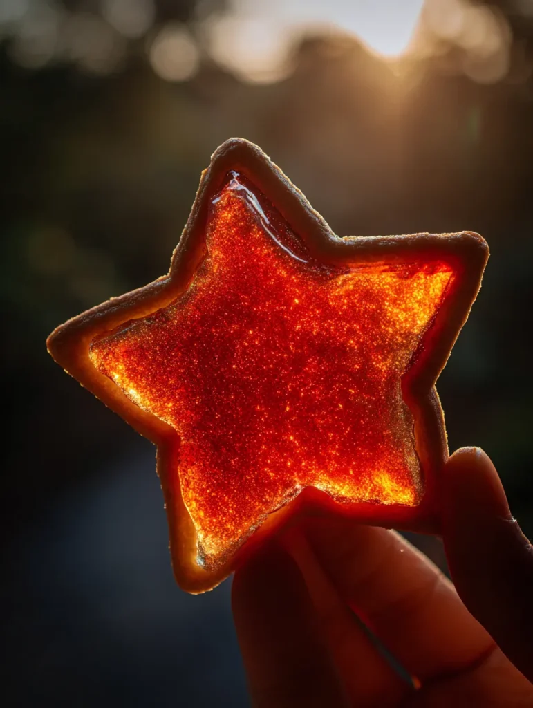 Easy Stained Glass Cookies – Colorful, Glowing “Glass” Centers Made Easy 9 Close-up of glowing stained glass cookie center.