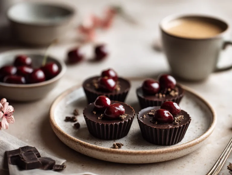 brahim a Dark chocolate cherry cups served on a small plate w 3456a522 231b 4ce9 85ac 5b3691f642fc 0