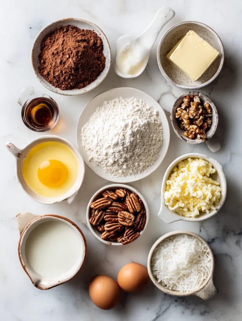 brahim a Flat lay of German chocolate cookie ingredients on a a8cfc847 7987 4bde 8f14 c0f027ec8b66 1