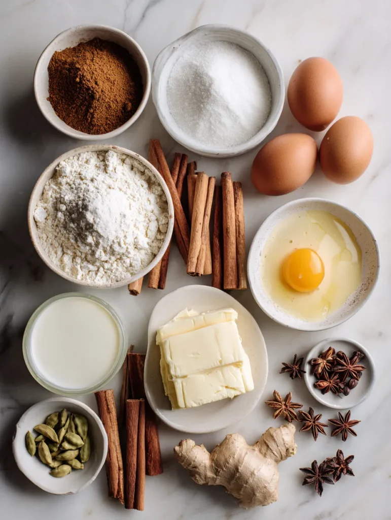 brahim a Flat lay of brown sugar chai cake ingredients on a l 377e0ceb ea46 4316 8458 df7982241150 1