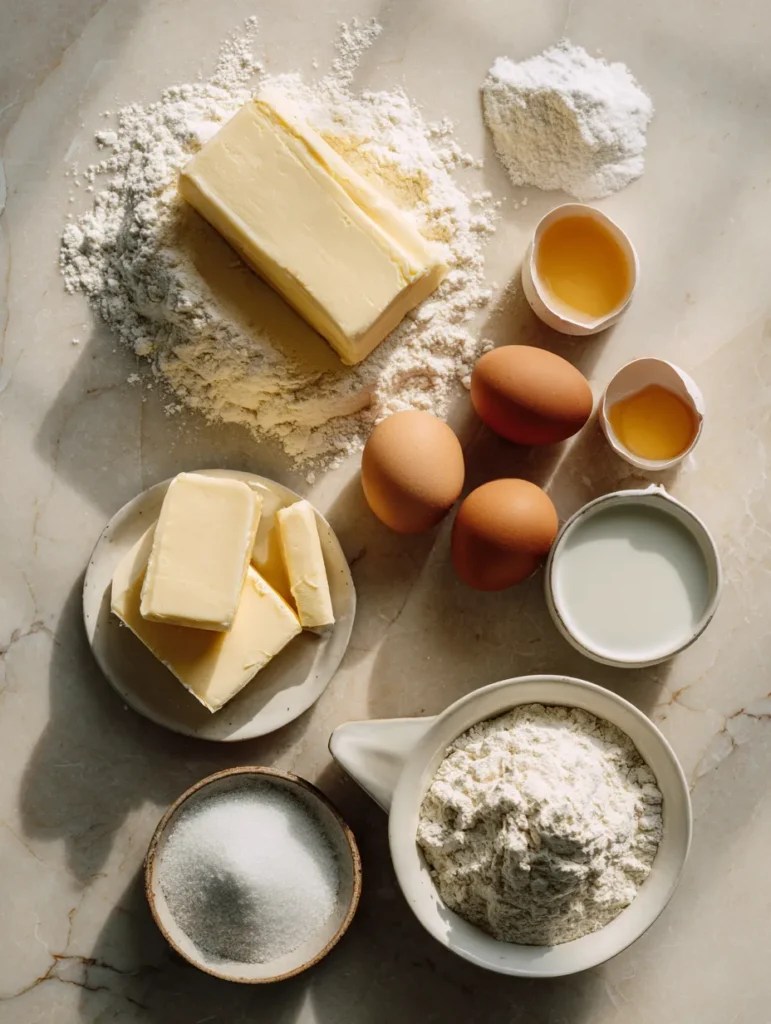 brahim a Flat lay of buttery pound cake ingredients on light 39f920dd a417 495c b860 fa4f2343db5a 1