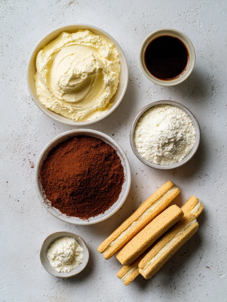 brahim a Flat lay of tiramisu ingredients mascarpone cheese e f11f43b6 2f53 449f b51b 5b1769a0dae5 2
