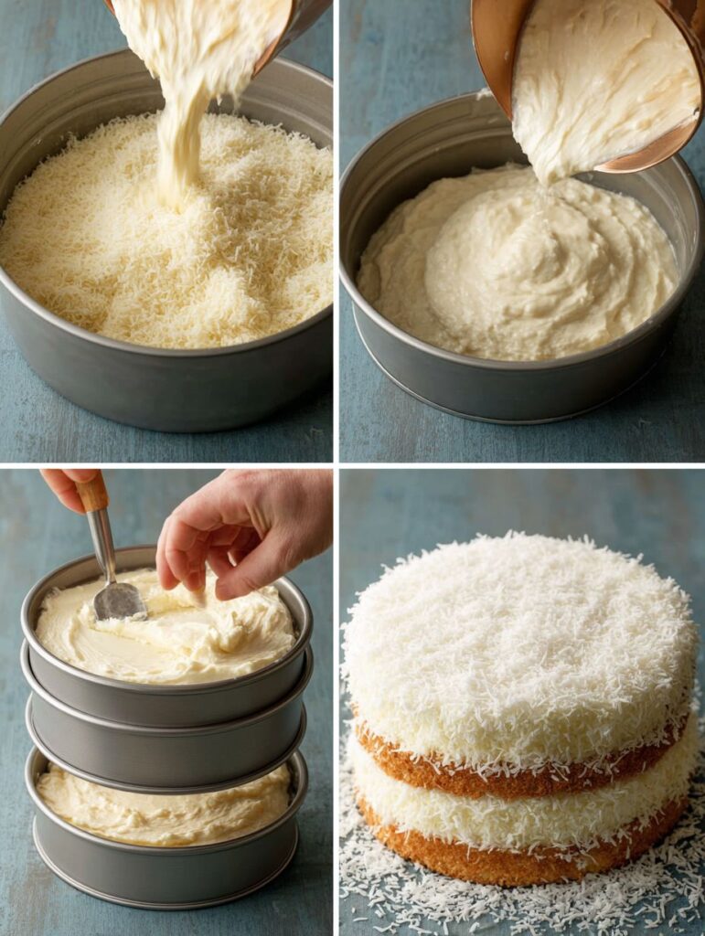 brahim a Four step collage showing Snowball Cake preparation 246c19c8 037b 486d 817c 47f259c4dbbd 1