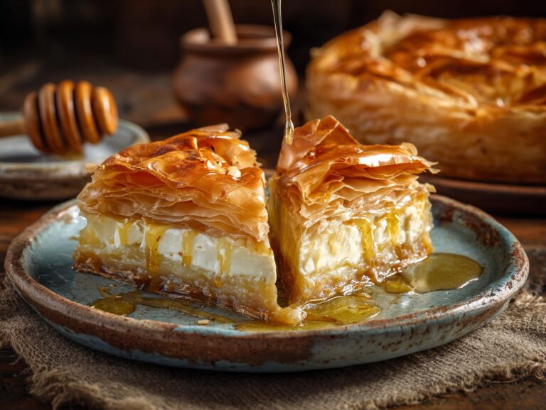 brahim a Greek honey pie sliced on a rustic ceramic plate cre 6d4d75f6 2d66 4c3a bd9c 16eeaaa0af27 3