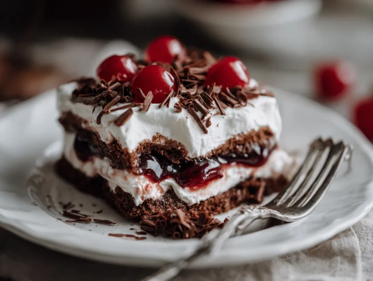 brahim a Slice of chocolate cherry lush dessert served on whi cba5f3b8 ab2b 4926 ab66 f90f2fc9fd99 1