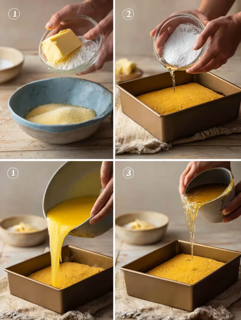 Southern Dessert Recipe - Comforting, Classic & Made to Share 7 brahim a Vertical step by step collage image showing four ste b0461261 6d4e 461f b165 920a74982e3f 2