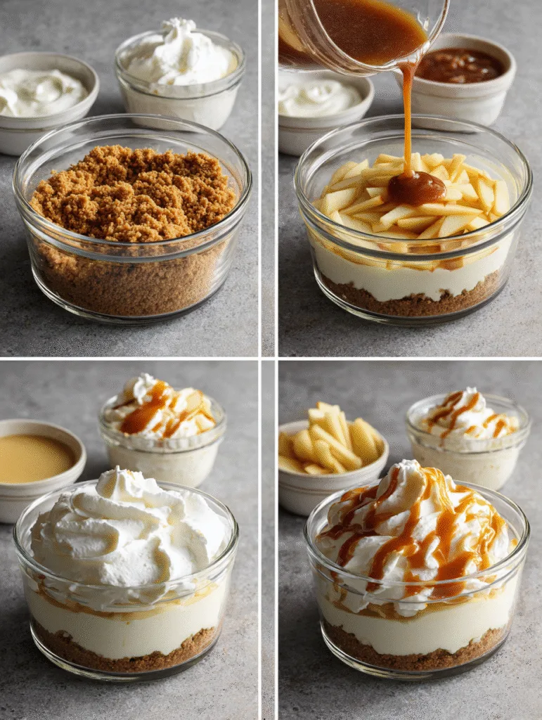 brahim a 4 step collage showing graham cracker crust in cups 2afd17bc fa61 422e b31a 910fb586c9ac 1