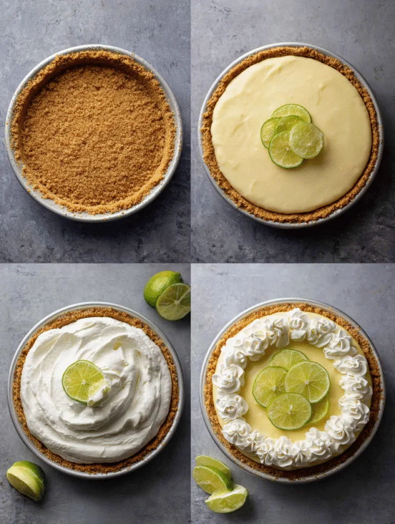 brahim a 4 step collage showing pressing graham crust spreadi a0dd4724 3441 4cba a109 58a8fd5d539f 1