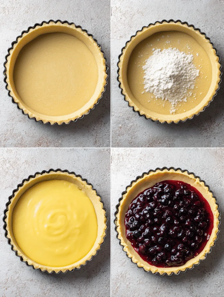 brahim a 4 step collage showing pressing tart crust into pan 32ef2f3a 9bfe 4d6d b1b2 708dac62afb2 2