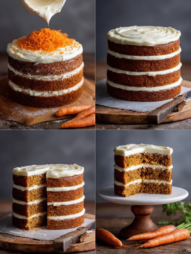 brahim a 4 step collage showing carrot cake process grating c 4d40feac 37a9 4f18 8737 59c150eb9725 0
