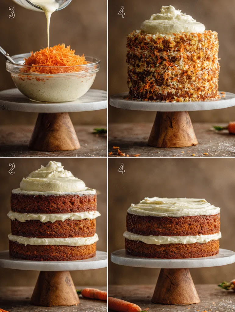 brahim a 4 step collage showing carrot cake process grating c f40cfac0 111d 42c8 a894 54de13d5afa9 2