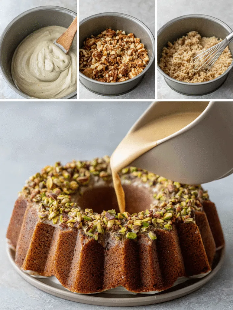 brahim a 4 step collage showing how to make baklava bundt cak 37aba4ab 3082 4bba b4ed 6ce04c9582fc 3