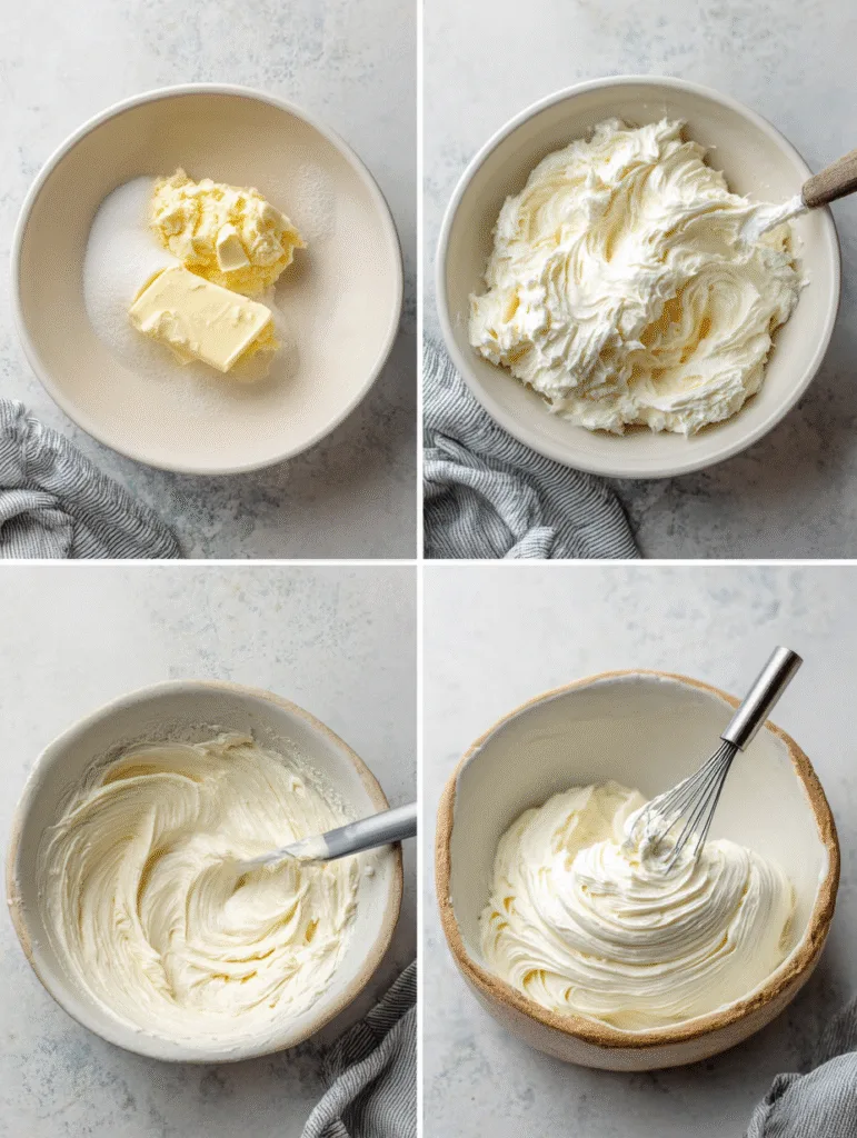 brahim a 4 step collage showing how to make cream cheese icin 75fb9354 a90b 43c6 a9ef 106958839eea 1