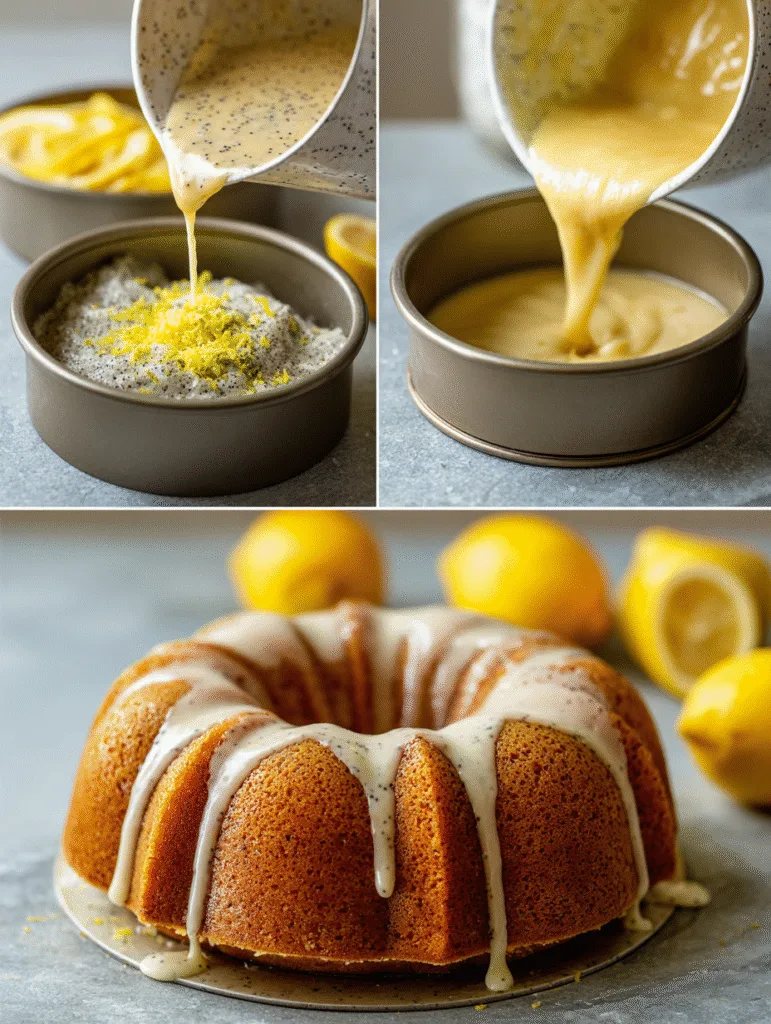 Lemon Poppy Seed Bundt Cake (Moist and Zesty Perfection for Every Occasion) 3 brahim a 4 step collage showing lemon poppy seed bundt cake p 87657200 22bd 421f 8fe5 31661d6552f1 1