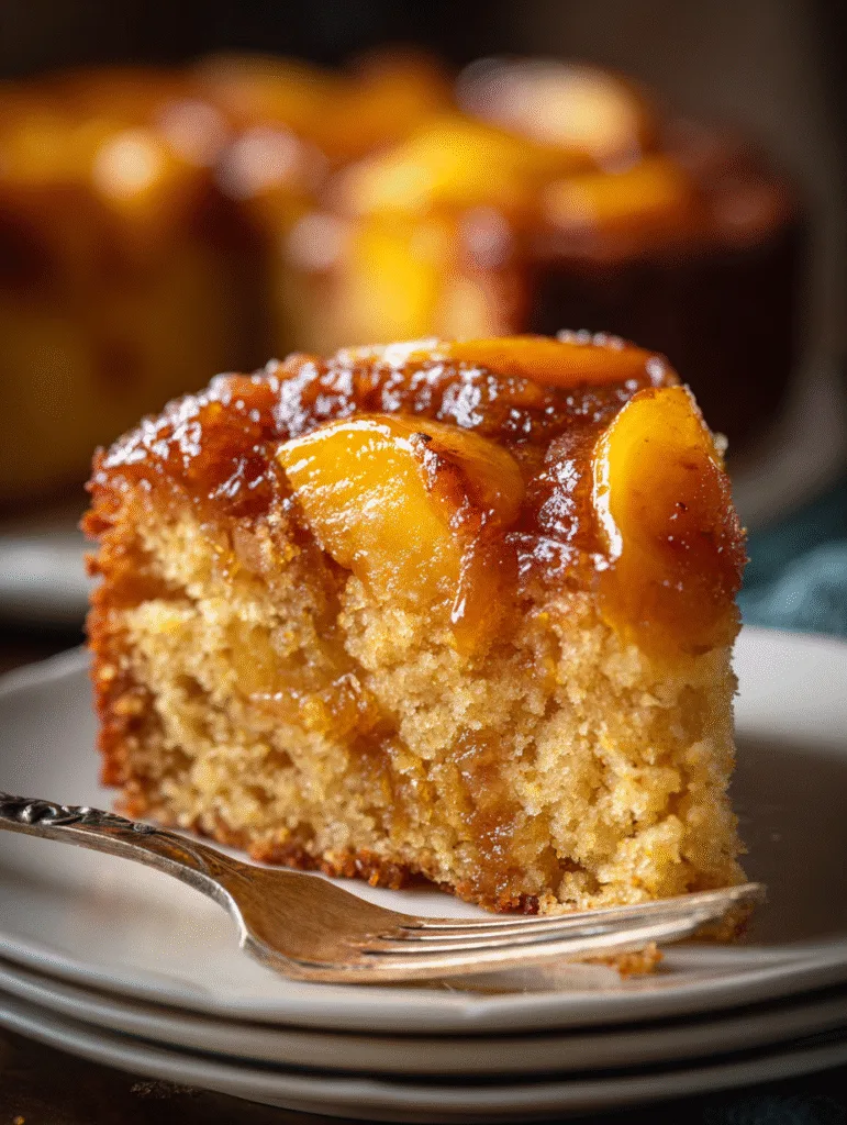 Easy Brown Sugar Peach Cake 1 brahim a Close up slice of brown sugar peach cake showing moi befbb118 230a 4d8c 8ead f719d1c0664a 0