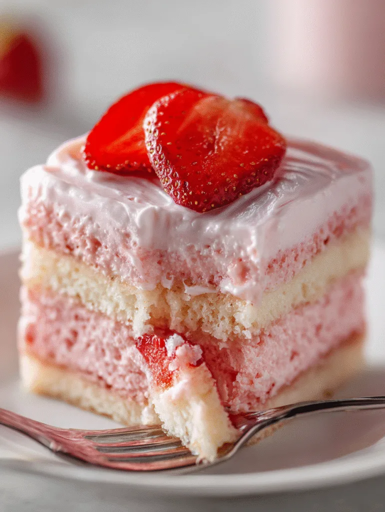 brahim a Close up slice of strawberry jello poke cake showing 867b3677 de91 4ee0 a5c2 abbab8824f78 0