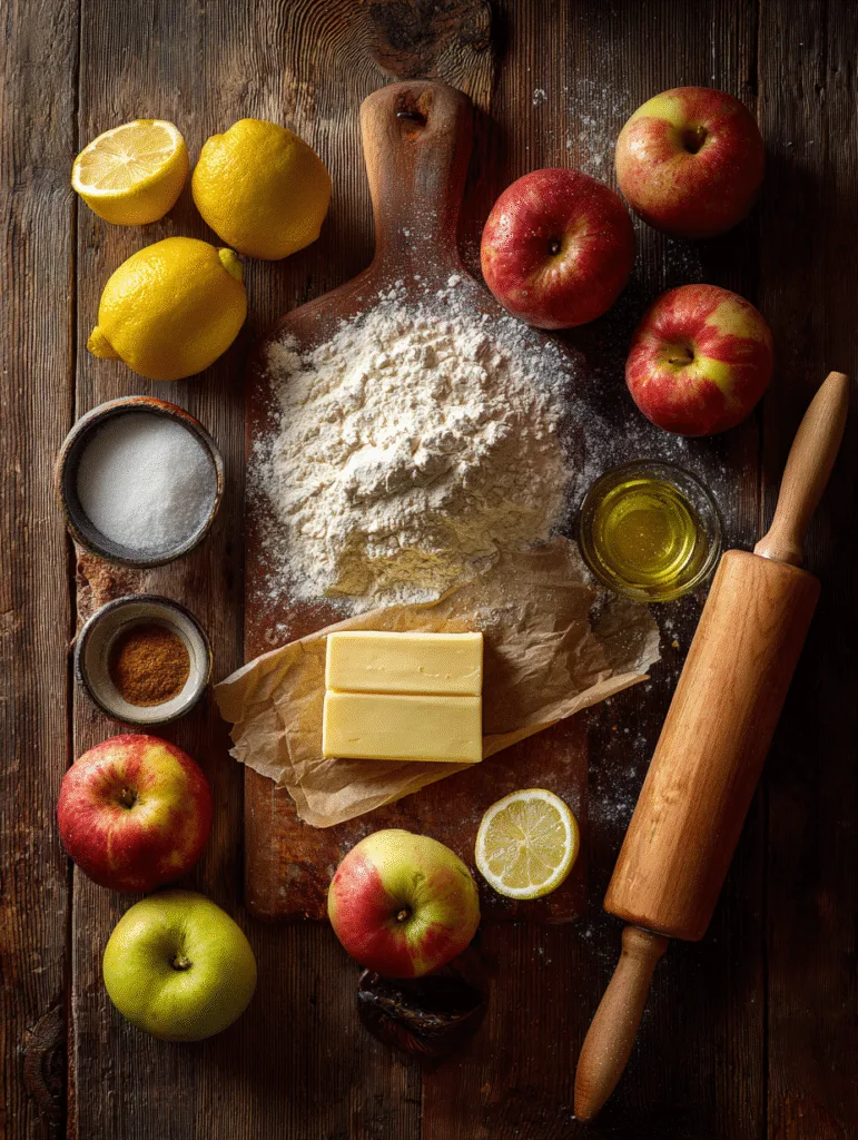 brahim a Ingredients for apple slab pie arranged on a wooden 1729d160 866f 4fa2 8326 8f432d028816 0