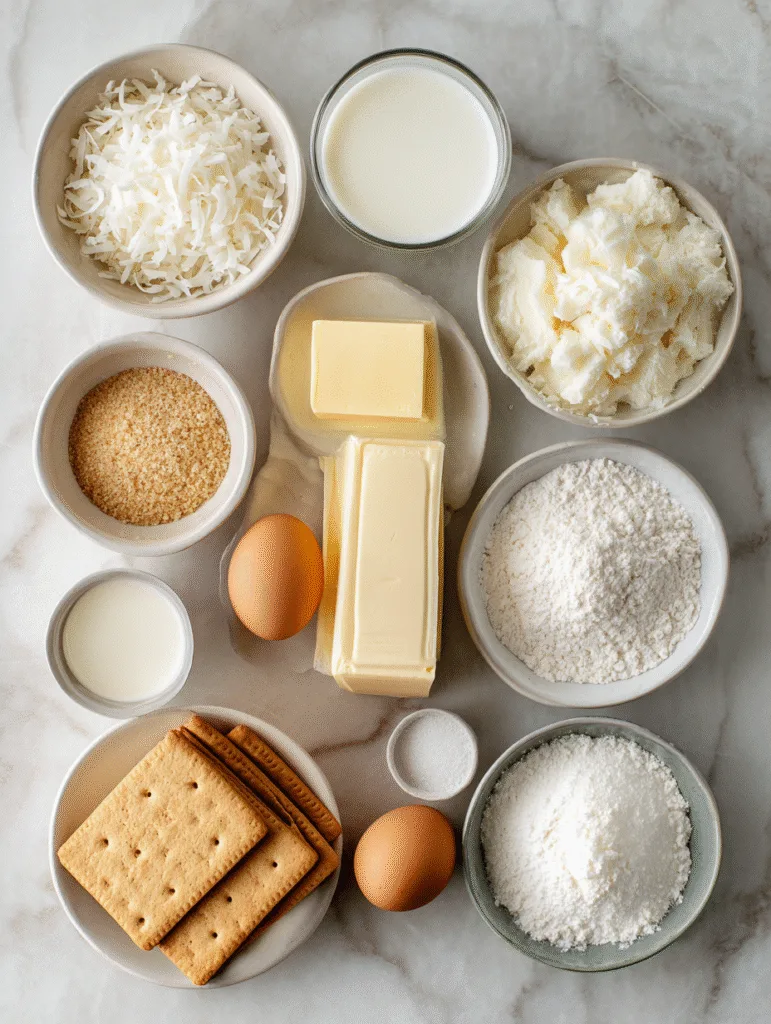 brahim a Ingredients for coconut cream pie bars arranged neat 72d9250c 4c1c 4235 a10d 2536a12344e6 0