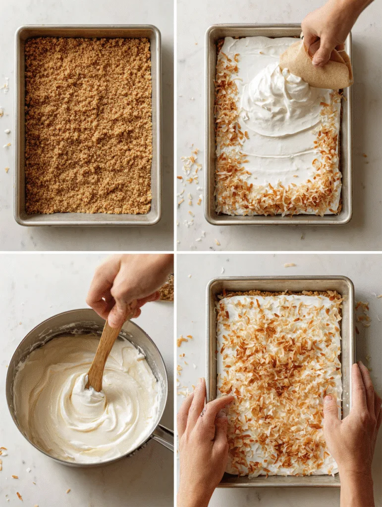brahim a Step by step coconut cream pie bars preparation 4 sc d7e94149 1a85 4ac6 97d2 1b0e3b689294 3