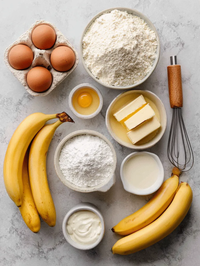 Best Ever Banana Bundt Cake Recipe (Super Moist, Rich & Foolproof Classic) 2 brahim a flat lay of ingredients for banana bundt cake includ 2db6f0aa f308 4b63 b2e5 a8bfb7b808b0 1