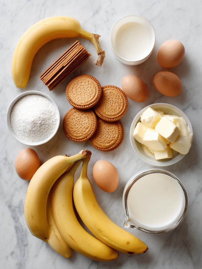 Magnolia Bakery Banana Pudding (From Scratch – Creamy, Dreamy & Iconic Dessert) 2 brahim a flat lay of ingredients for banana pudding including 77672537 b214 436c 896b d2856476011d 1