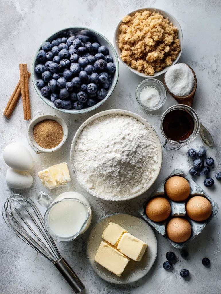 brahim a flat lay of ingredients for blueberry muffin streuse 2d859d00 9133 4df7 befc 97f77d7b1bac 1